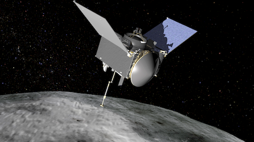 Concepción artística de la nave OSIRIS-REx en Bennu.
