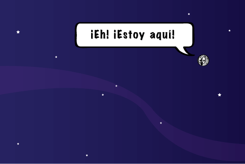 una ilustración de una luna de dibujos animados en la distancia
