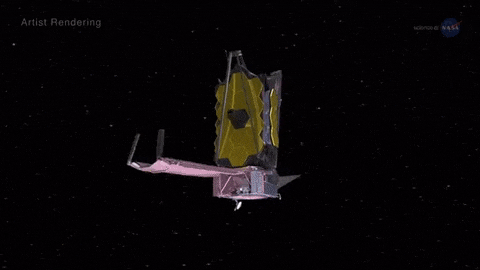 Animation of the Webb telescope sunshielf unfolding.