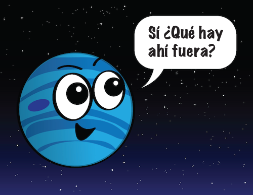 Caricatura de Neptuno diciendo: Sí, ¿qué hay ahí fuera?