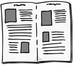 Drawing of newspaper opened and laid flat.