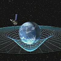 an illustration of gravity as a bend in space