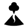 a black and white illustration of a volcano
