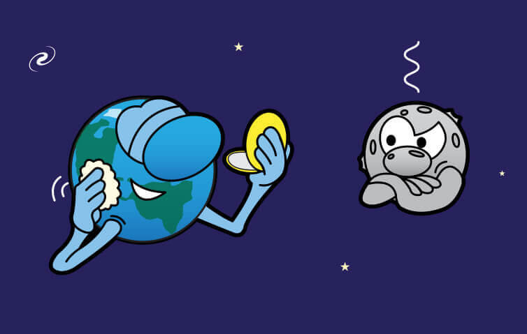 Cartoon of the moon.
