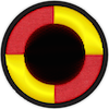 una insignia que muestra un círculo grande en el medio que indica un planeta grande