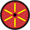 una insignia que muestra un círculo pequeño en el medio que indica un planeta pequeño