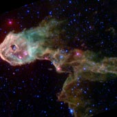 Glowing cloud of gas and dust.