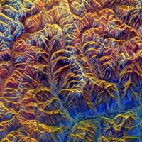 Mountains in Tibet as seen by radar