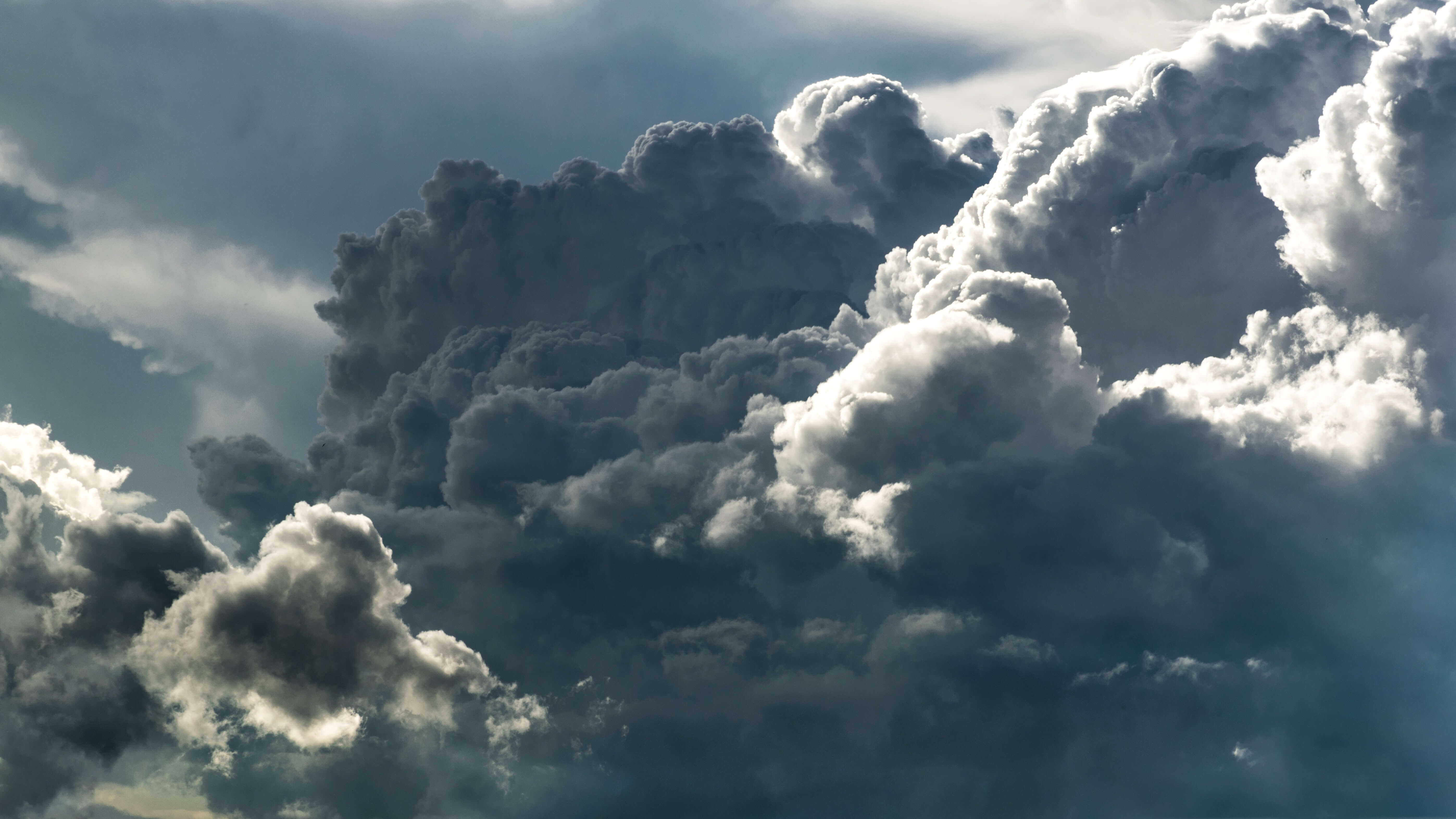 Dark, fluffy clouds in the sky.