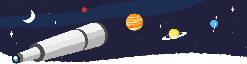 An illustration of a telescope looking at the universe.