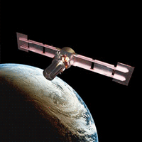 Satélite en órbita sobre la Tierra.