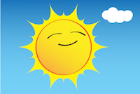 cartoon of sun in the sky