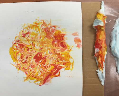 a closeup photo of the food coloring that has soaked into the paper